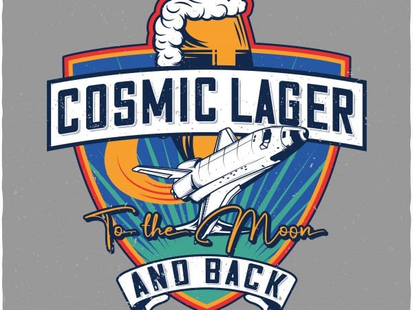 Cosmic lager. vector t-shirt design