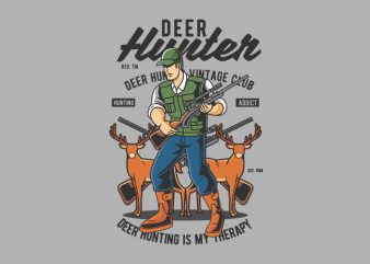 Deer Hunter vector t shirt design artwork