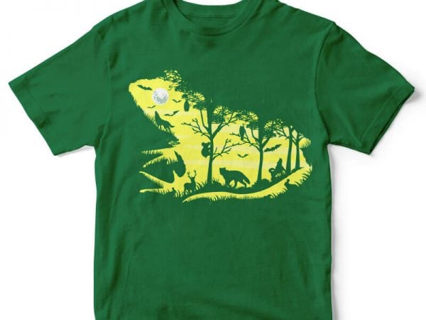 Froggy night graphic tee design