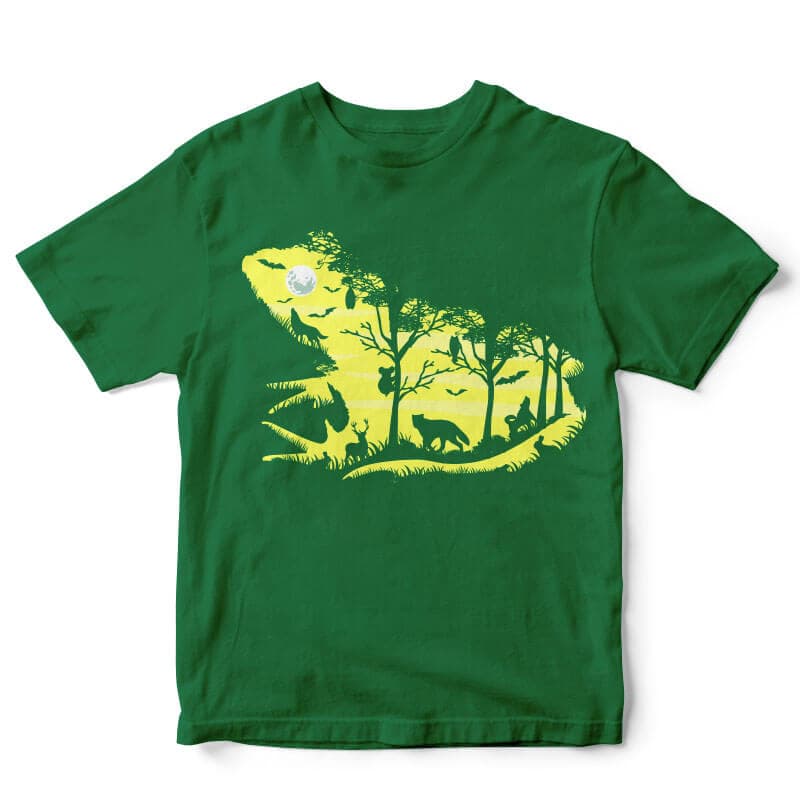 Froggy Night Graphic tee design t shirt designs for printify