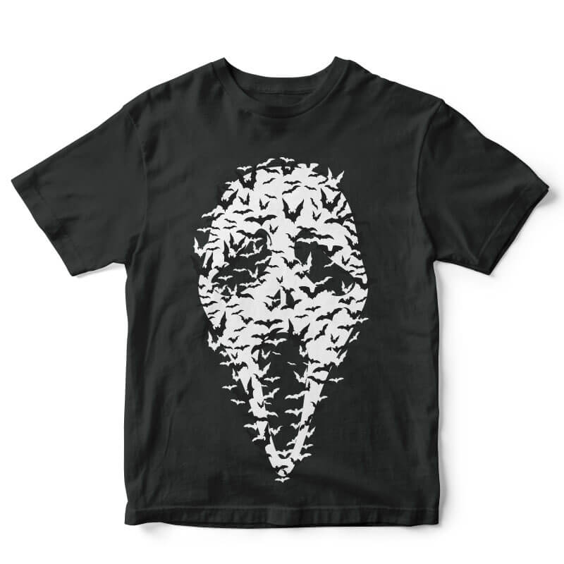 Ghost Face Bats t-shirt design t shirt designs for printify