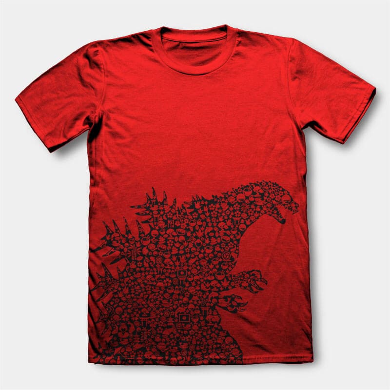 Godzilla t-shirt design t shirt designs for print on demand