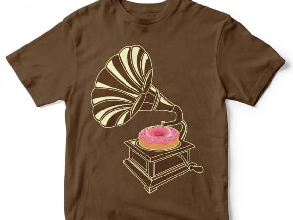 Gramophone donut tshirt design