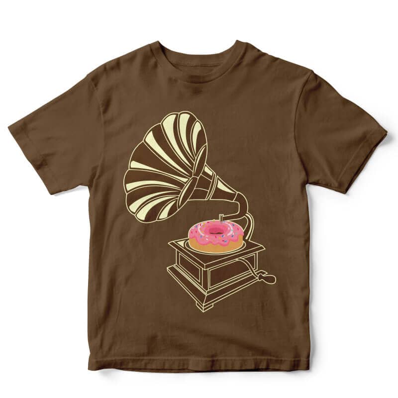 Gramophone Donut tshirt design tshirt design for merch by amazon
