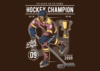 Hockey Champion tshirt design vector