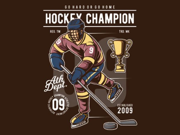 Hockey champion tshirt design vector