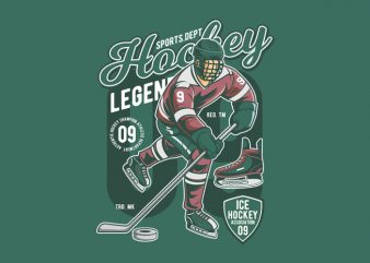 Hockey Legend tshirt design vector