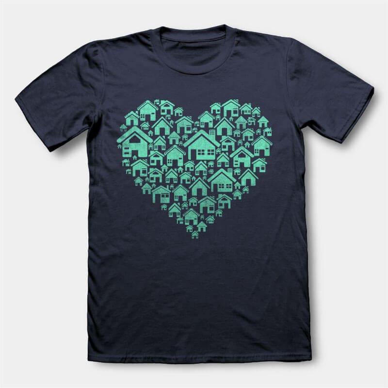 Home Heart tshirt design t shirt designs for printify