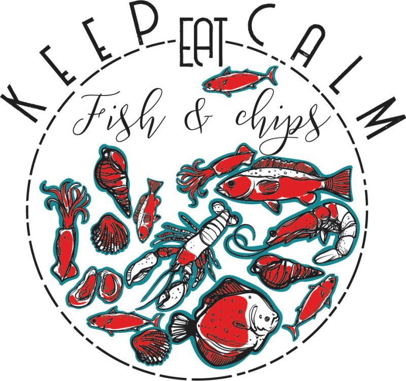 Keep calm eat fish and chips t shirt designs for printify