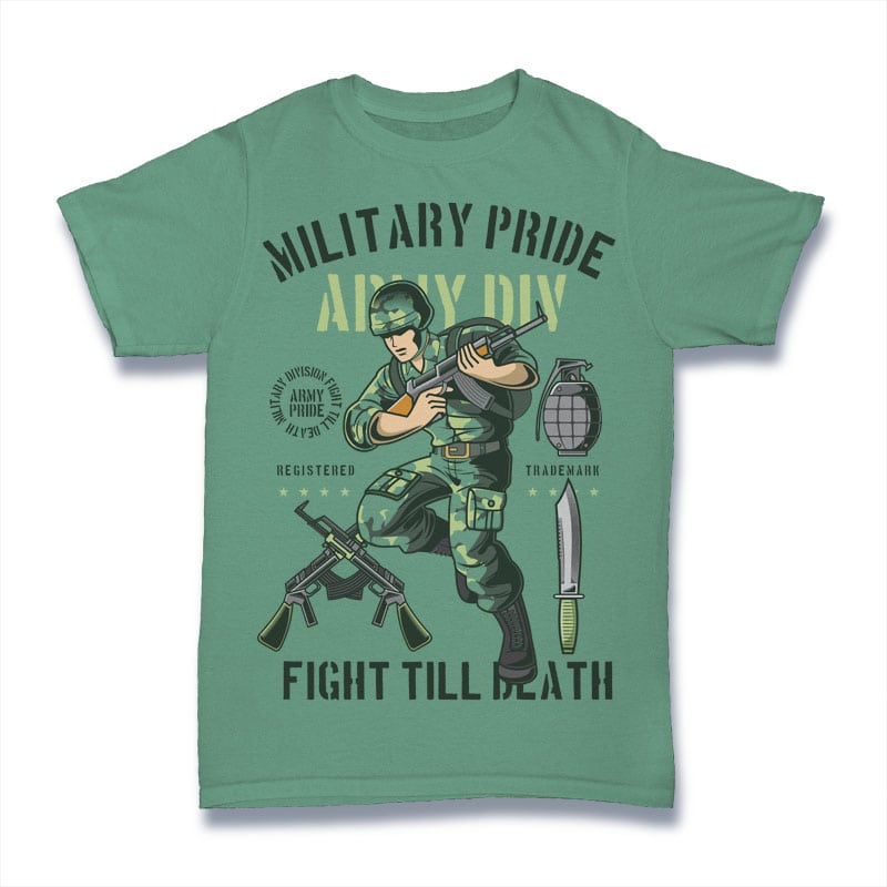 Military Pride t shirt designs for print on demand