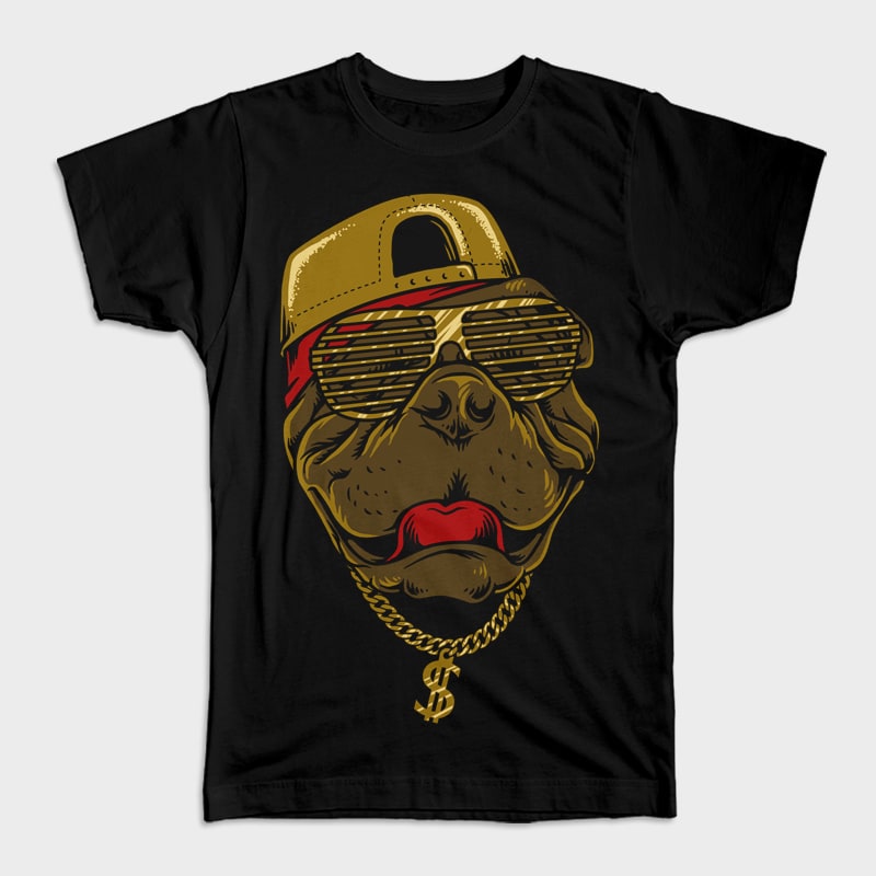 Dog Hip Hop t shirt designs for printify