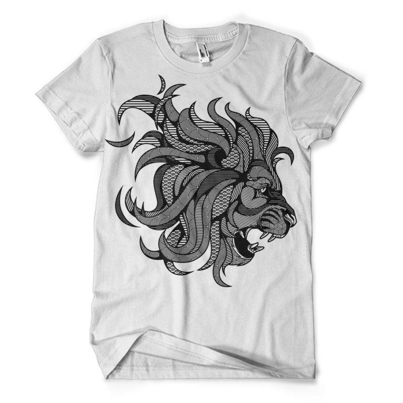 Lion Zentangle t shirt designs for merch teespring and printful