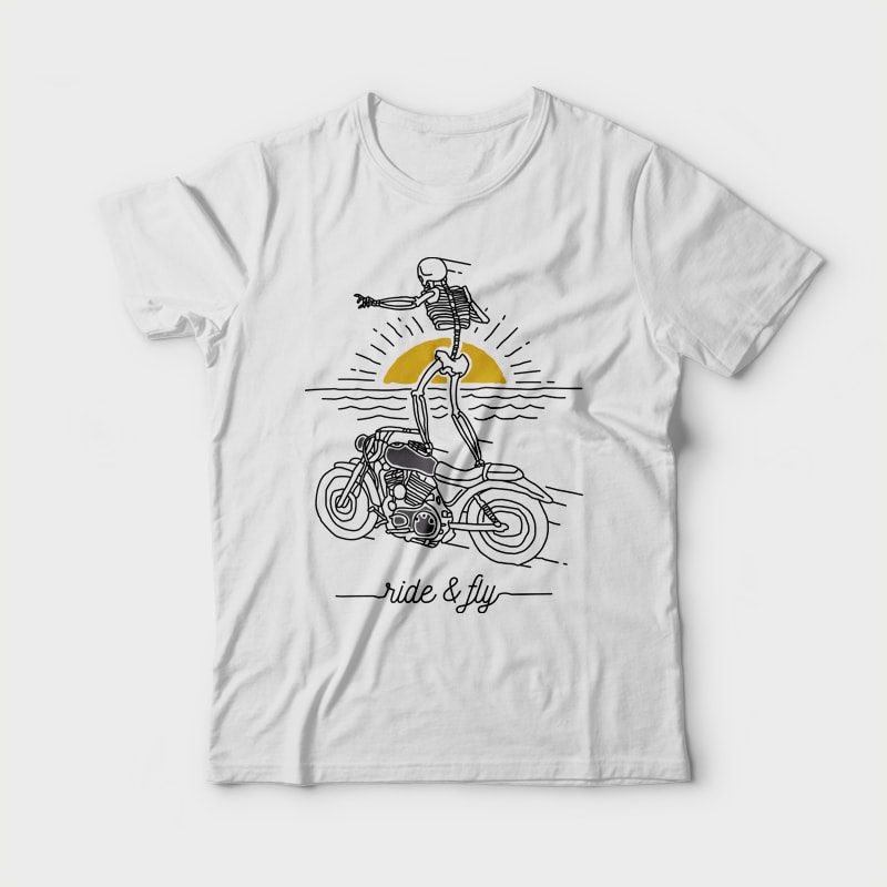 Ride and Fly t shirt designs for merch teespring and printful