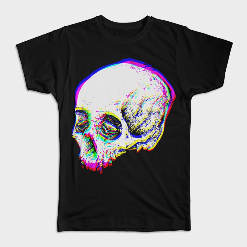 Skull Glitch vector t shirt design