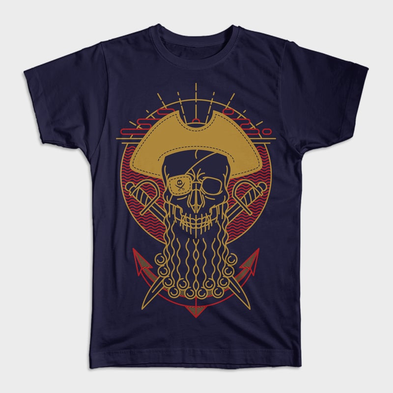 Skull Pirate t shirt designs for merch teespring and printful