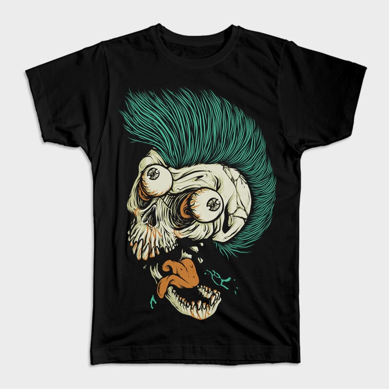 Skull Punk Style tshirt design for merch by amazon