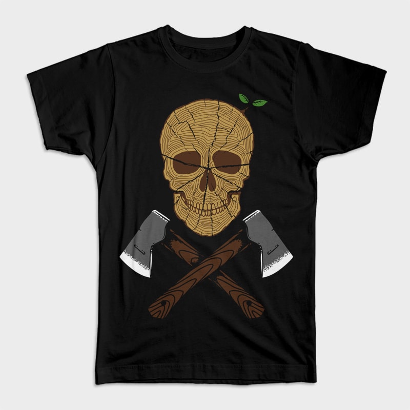 Skull Wood t shirt design png