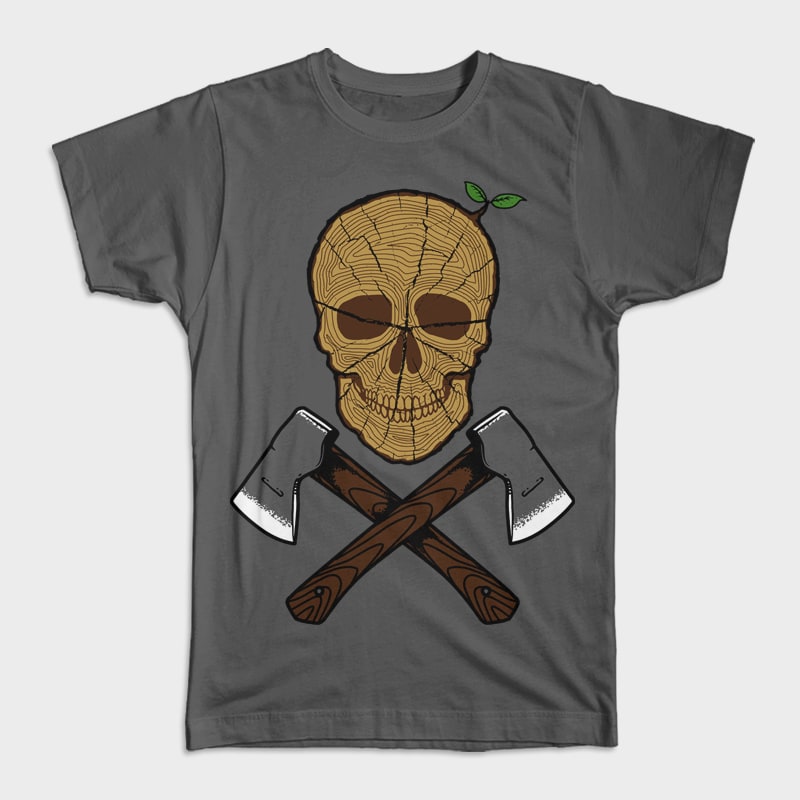 Skull Wood t shirt design png