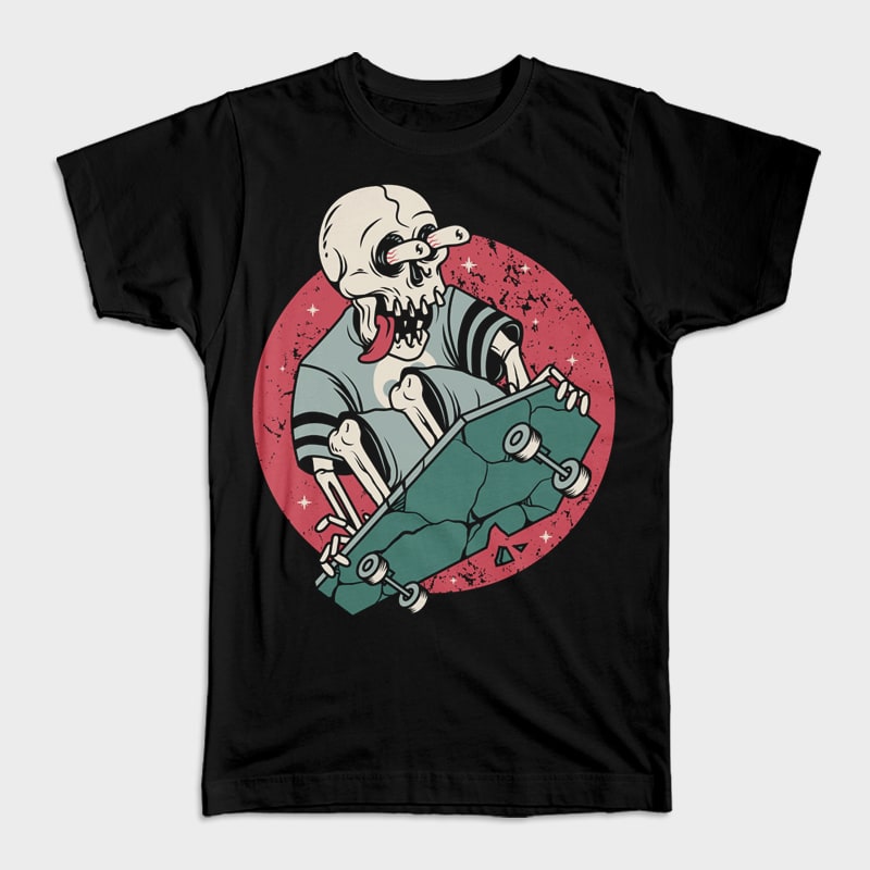 Skullboarding t shirt designs for printify