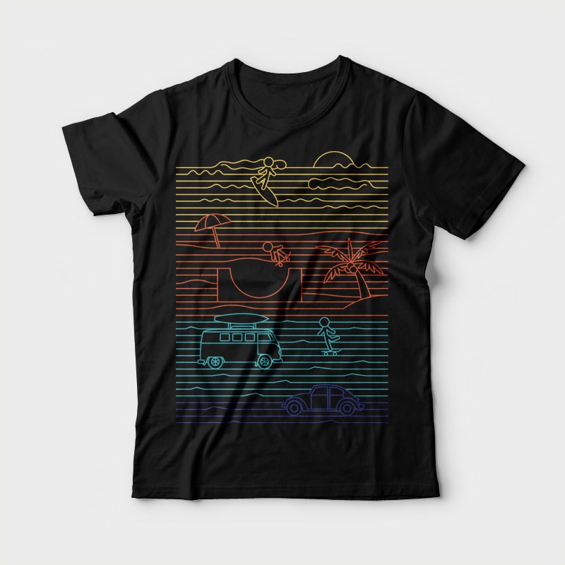 Summer Zone Line tshirt designs for merch by amazon