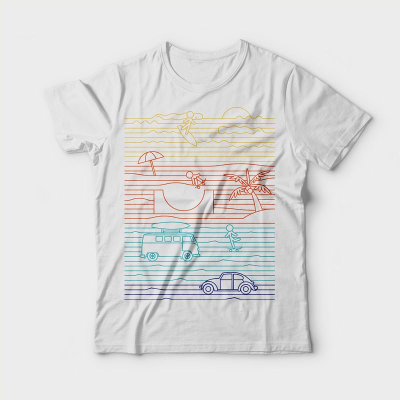 Summer Zone Line tshirt designs for merch by amazon