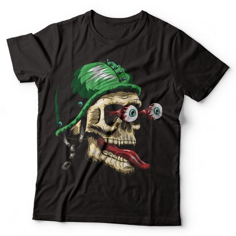 Biker’s skull. Vector t-shirt design t shirt designs for merch teespring and printful