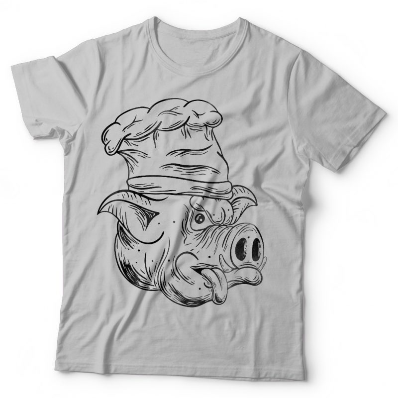 Cook pig. Vector t-shirt design t-shirt designs for merch by amazon