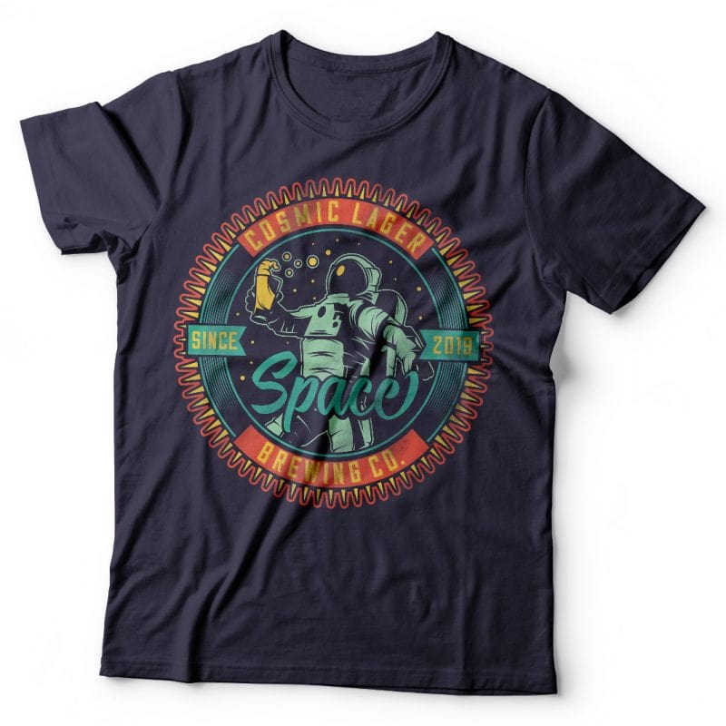 Cosmic lager. Vector t-shirt design t-shirt designs for merch by amazon