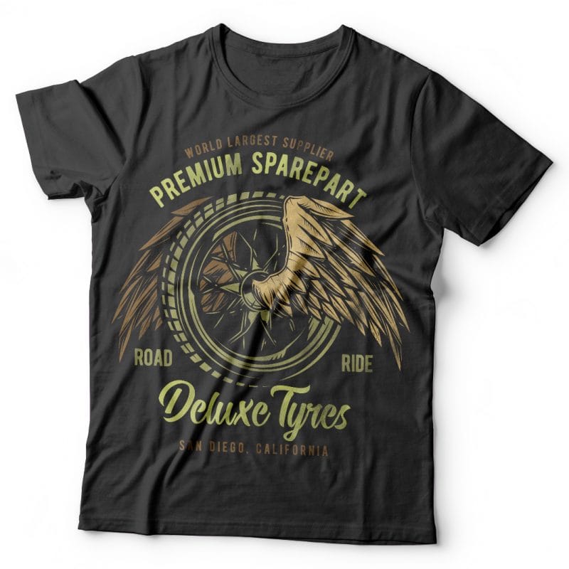 Deluxe tyres. Vector t-shirt design buy t shirt design