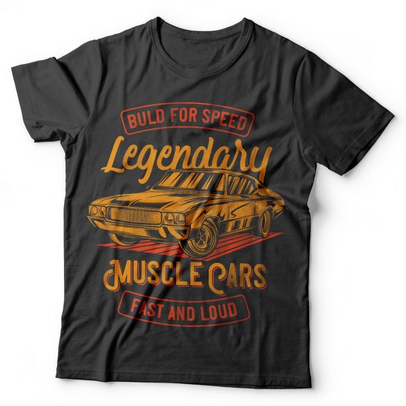 Legendary muscle cars. Vector t-shirt design tshirt design for merch by amazon