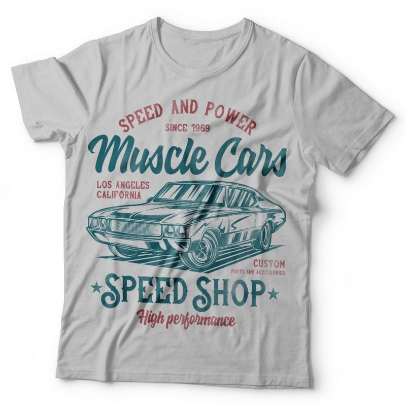 Muscle cars speed shop. Vector t-shirt design vector t shirt design