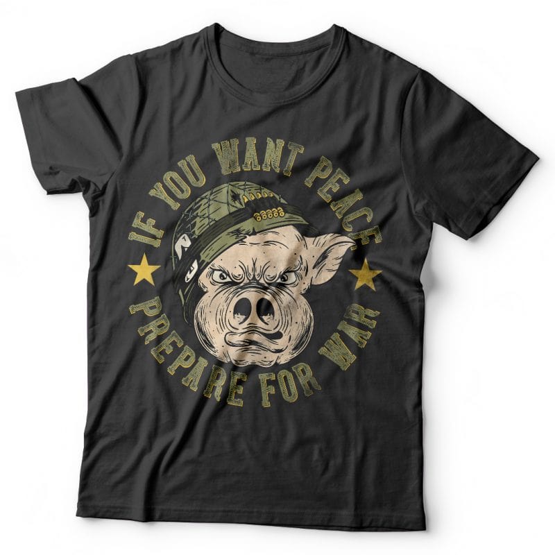 Soldier pig. Vector t-shirt design vector shirt designs