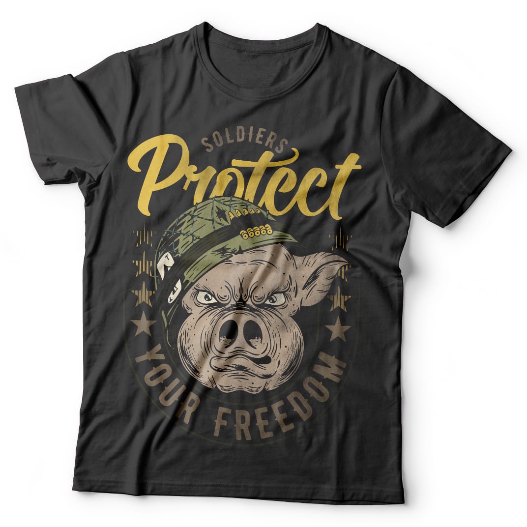 Soldier pig. Vector t-shirt design vector shirt designs