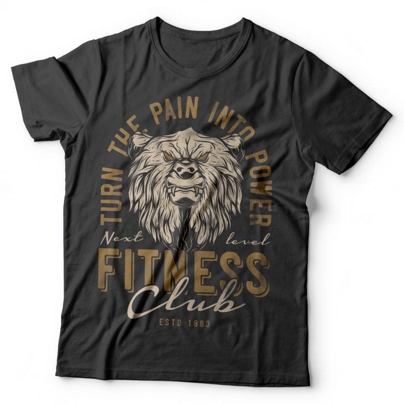 Bears fitness club. Vector t-shirt design tshirt designs for merch by amazon