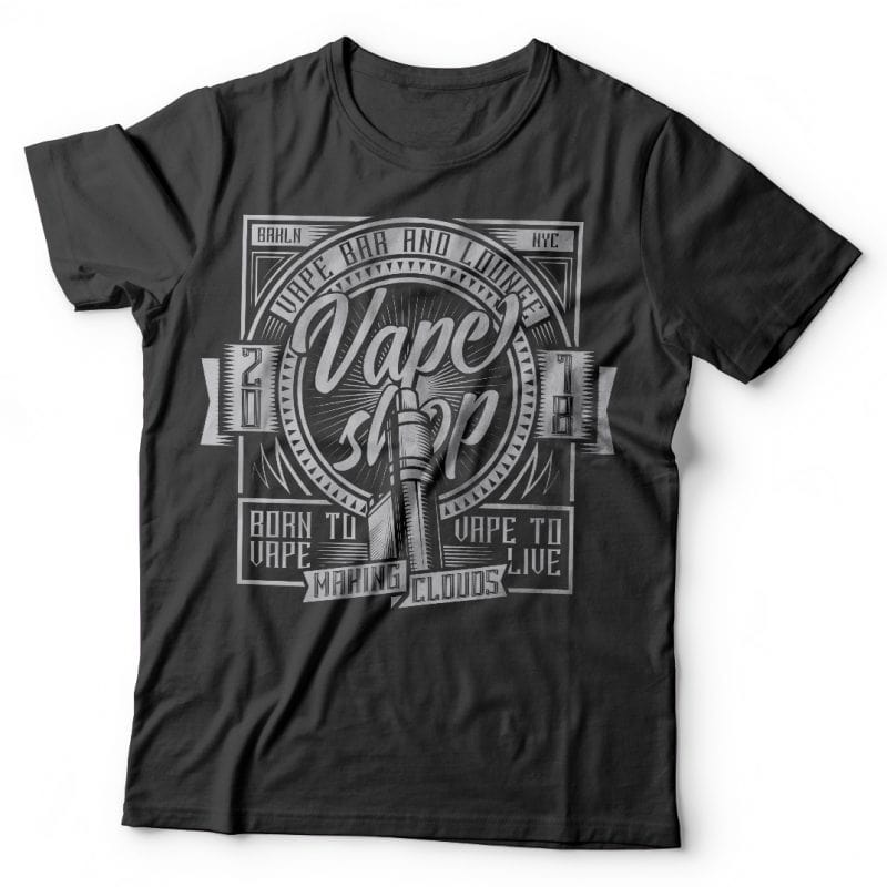 Vape shop. Vector t-shirt design buy t shirt designs artwork