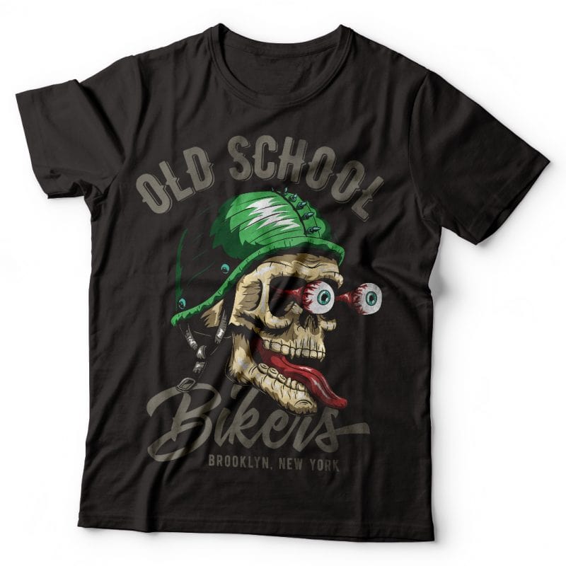 Biker’s skull. Vector t-shirt design t shirt designs for print on demand