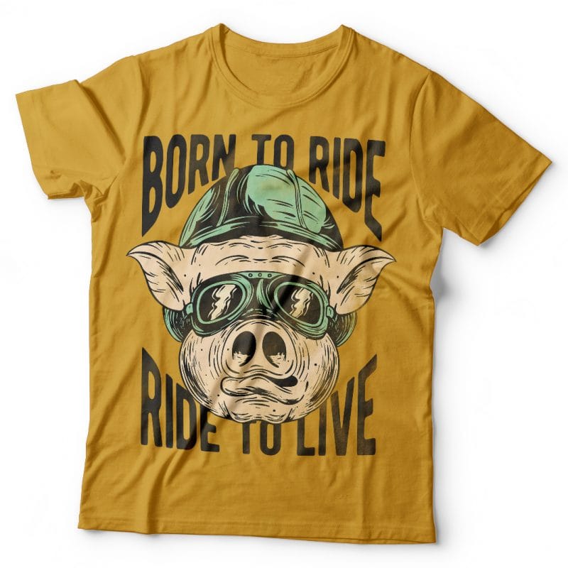 Biker pig. Vector t-shirt design commercial use t shirt designs