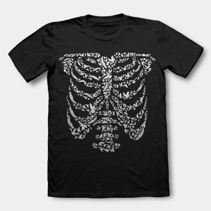 Ribcage Bird t shirt design tshirt design for merch by amazon