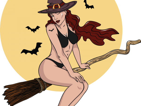 Sexy witch graphic t-shirt design