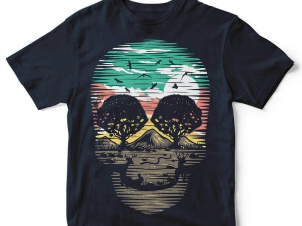 Skull nature t-shirt design
