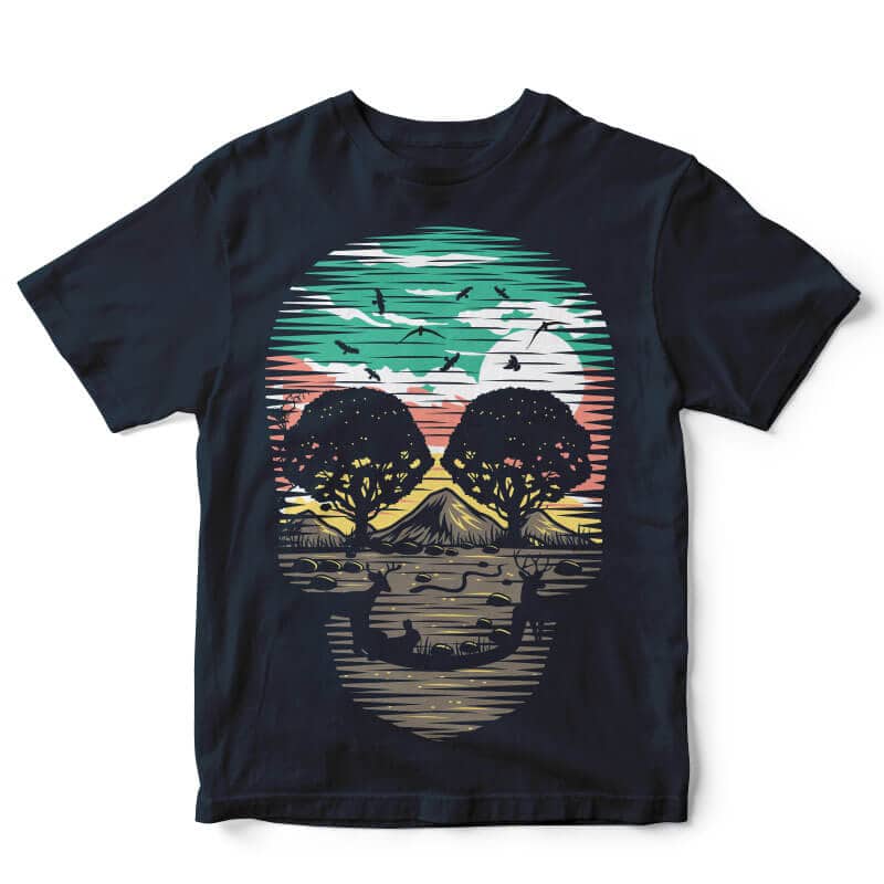 Skull Nature t-shirt design vector t shirt design