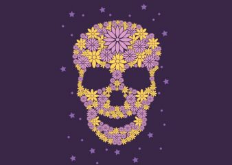 Flowers Skull t shirt design for sale