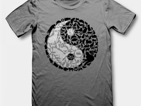 Yinyang cats t-shirt design