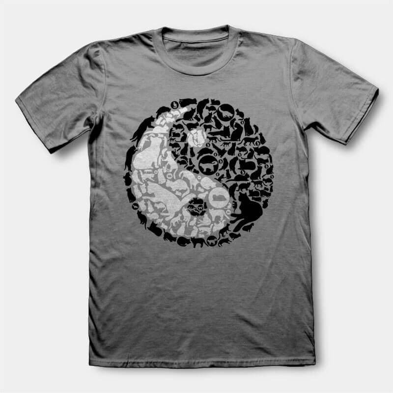 YinYang Cats t-shirt design t-shirt designs for merch by amazon