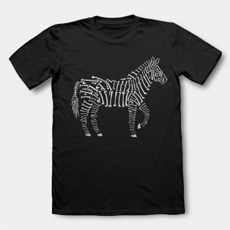 Zebra Bones t-shirt design vector shirt designs