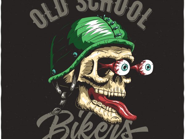 Biker’s skull. vector t-shirt design