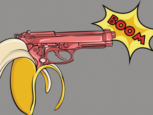Banana gun vector t-shirt design template