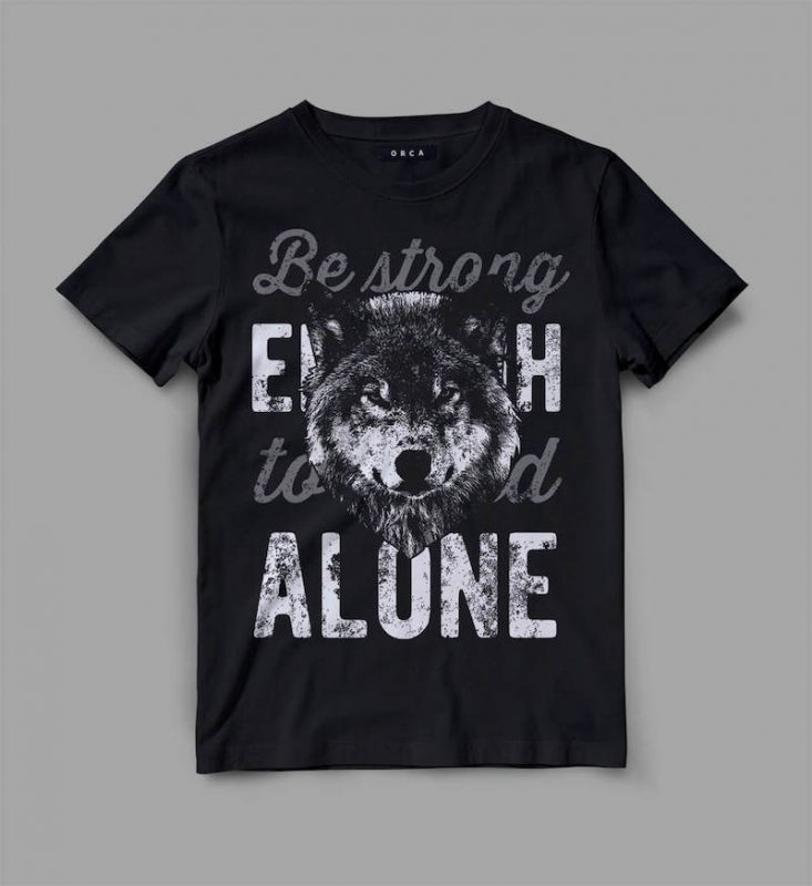 Wolf Alone Vector t-shirt design tshirt designs for merch by amazon
