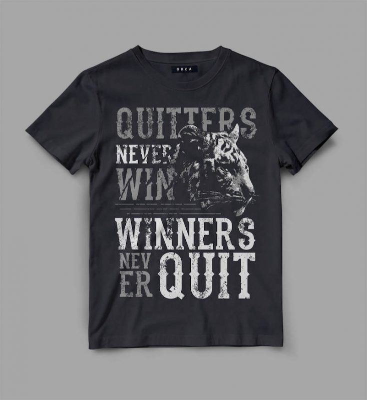 Tiger Quitter Vector t-shirt design t shirt designs for printify