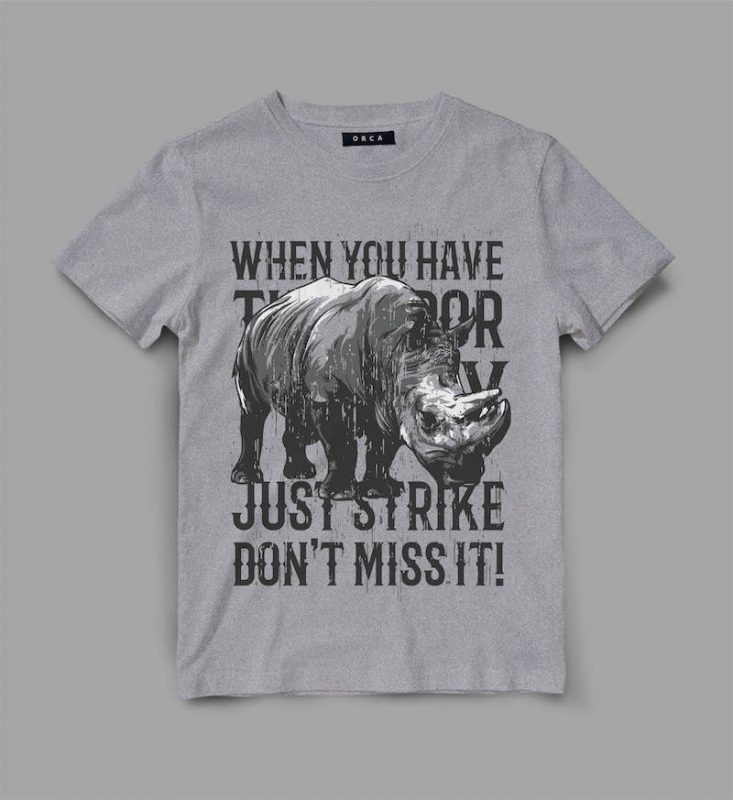 Rhino Strike t shirt design t shirt designs for printful